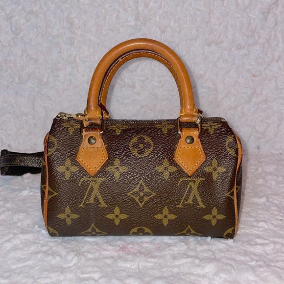 Louis Vuitton Nano Speedy Crossbody Bag Monogram Canvas Leather LV Mini Purse - Picture 6 of 17